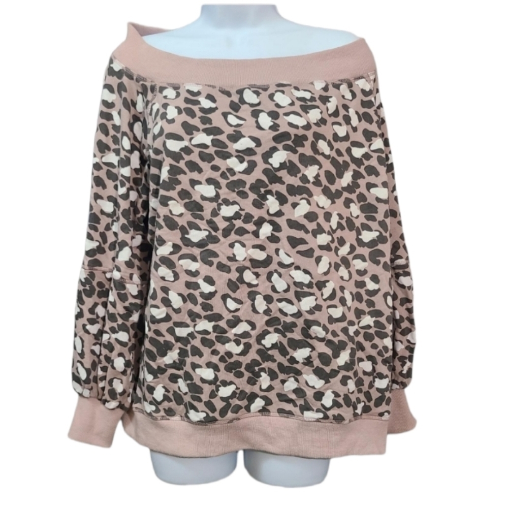 EASEL off shoulder leopard print sweatshirt S